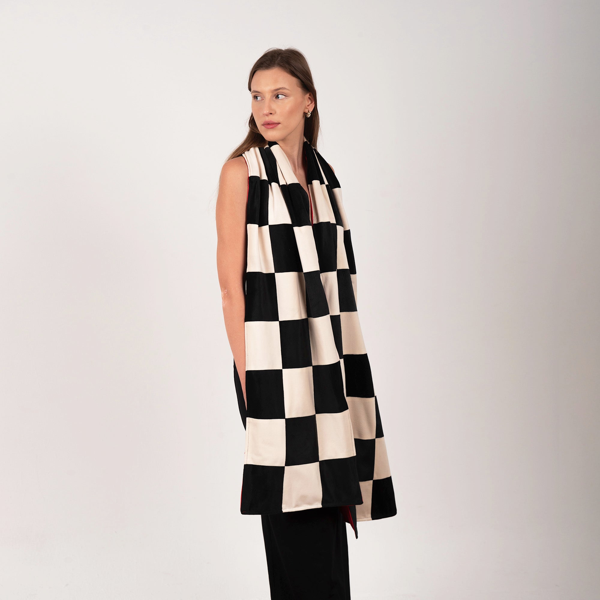 Checkered Velvet Scarf