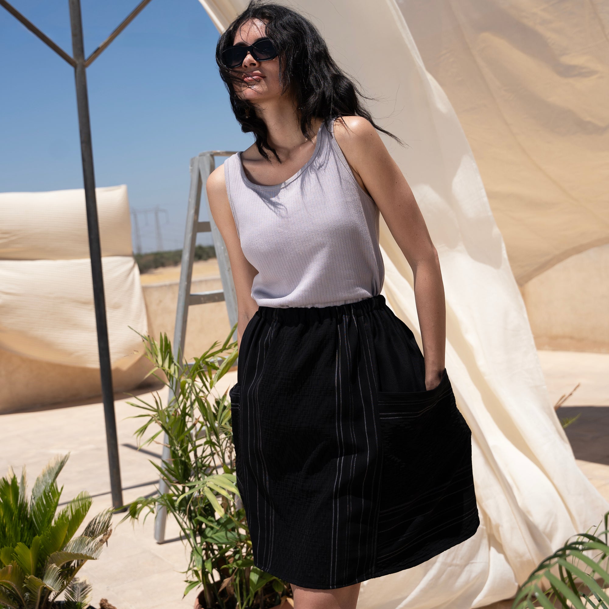 Tilly Skirt, Textured Black - LABOGA