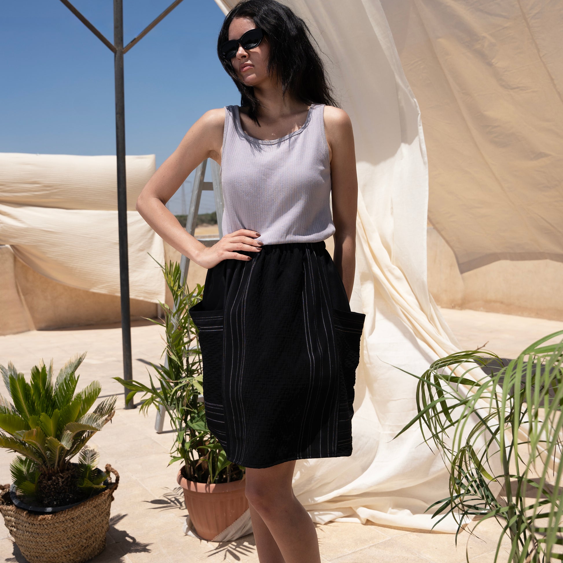 Tilly Skirt, Textured Black - LABOGA
