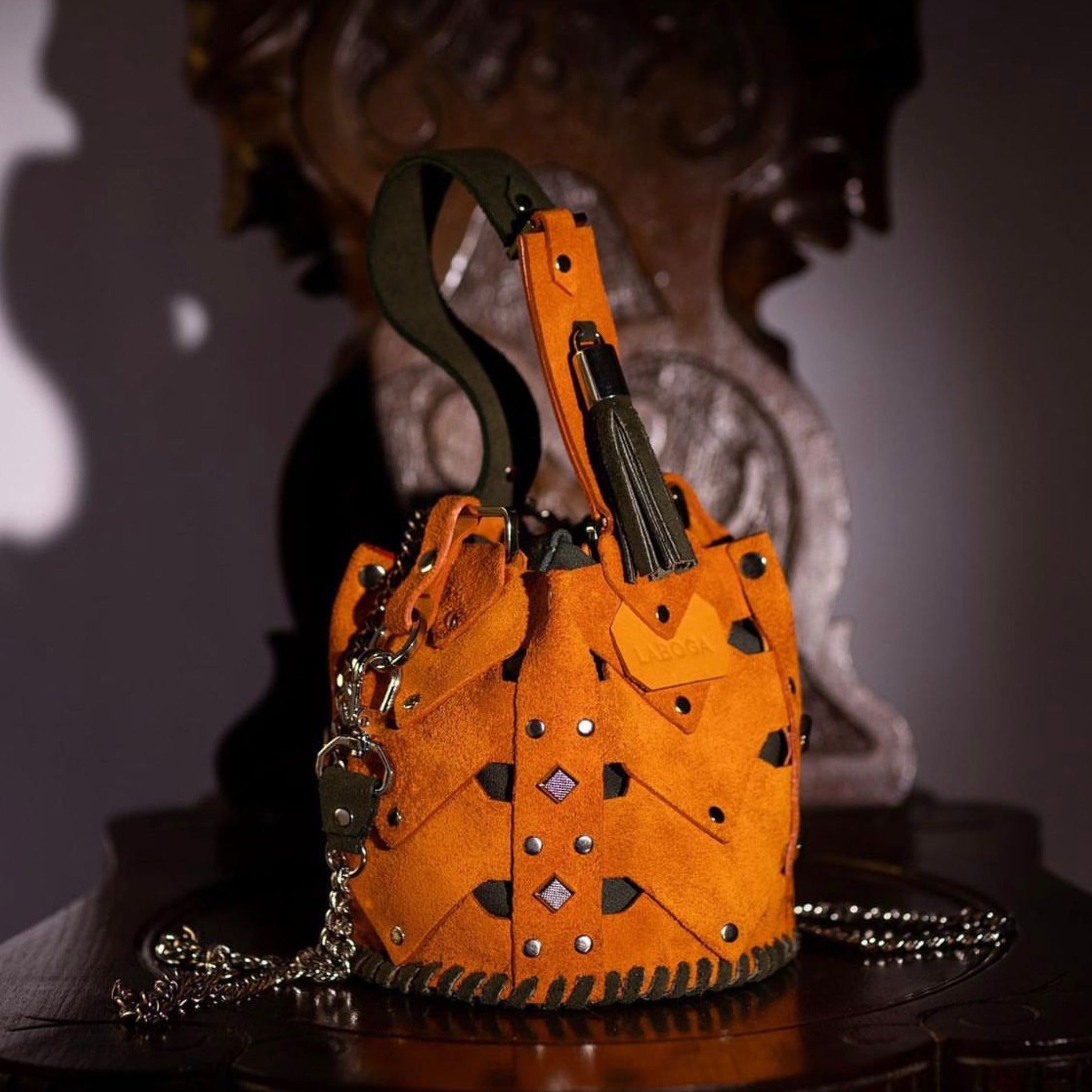 Mini Vertebrae, Orange on Olive