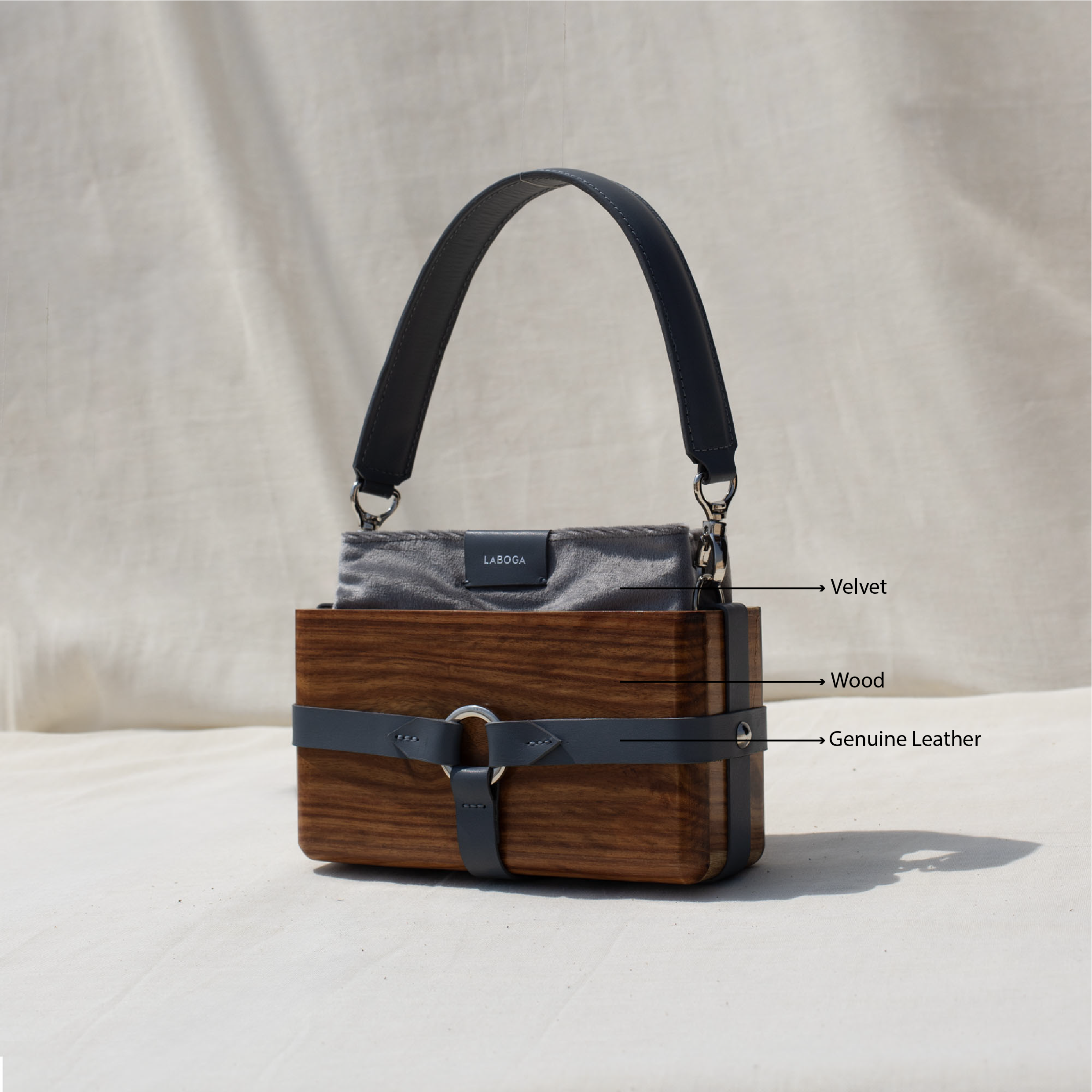 Yousra Wood Box - Gray - LABOGA